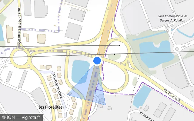 Vue plan de l'emplacement du radar fixe à Ballainvilliers
