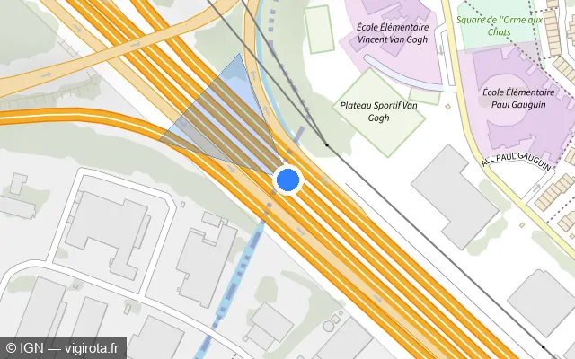 Vue plan de l'emplacement du radar fixe à Ris-Orangis
