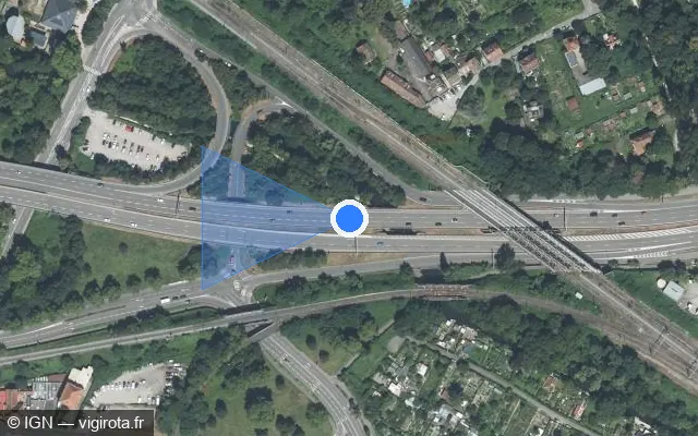 Vue satellite de l'emplacement du radar fixe à Strasbourg