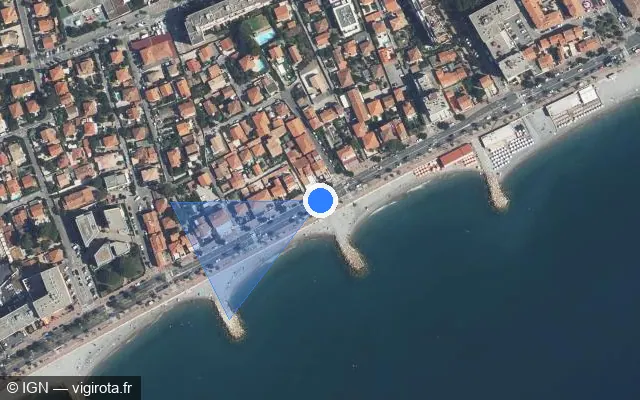 Vue satellite de l'emplacement du radar fixe à Cagnes-sur-Mer