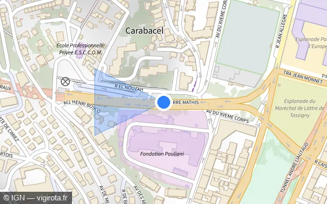 Vue plan de l'emplacement du radar fixe à Nice