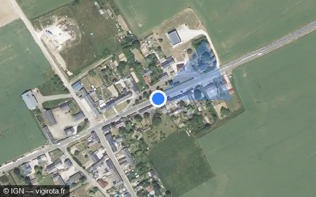 Vue satellite de l'emplacement du radar fixe à Orgères-en-Beauce