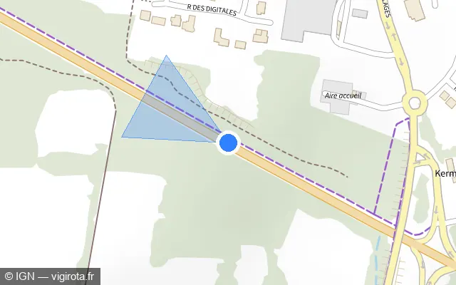 Vue plan de l'emplacement du radar fixe à Kervignac