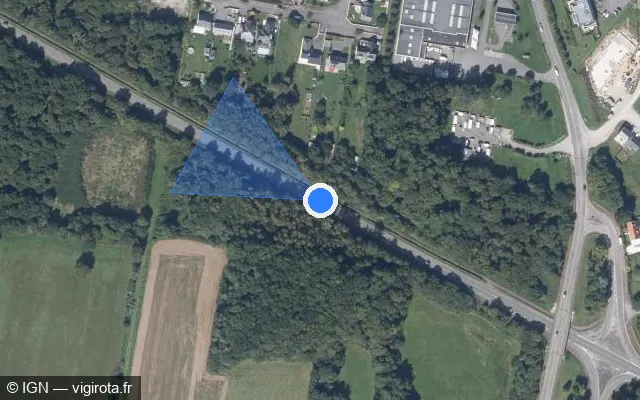 Vue satellite de l'emplacement du radar fixe à Kervignac