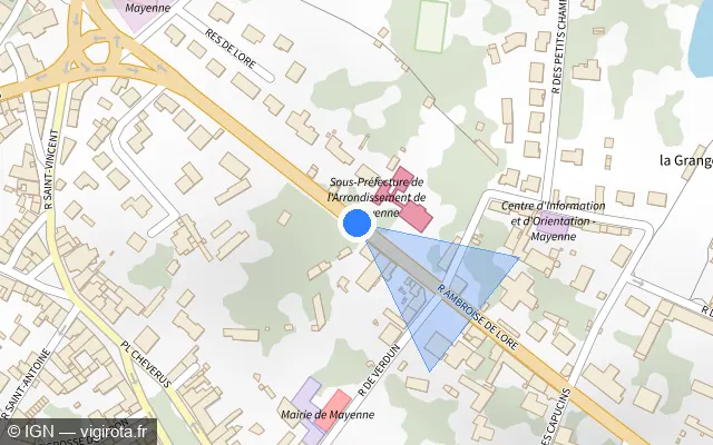Vue plan de l'emplacement du radar fixe à Mayenne