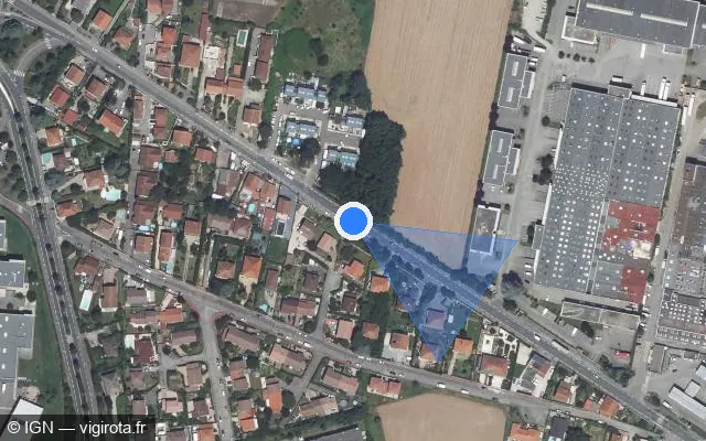 Vue satellite de l'emplacement du radar fixe à Saint-Priest