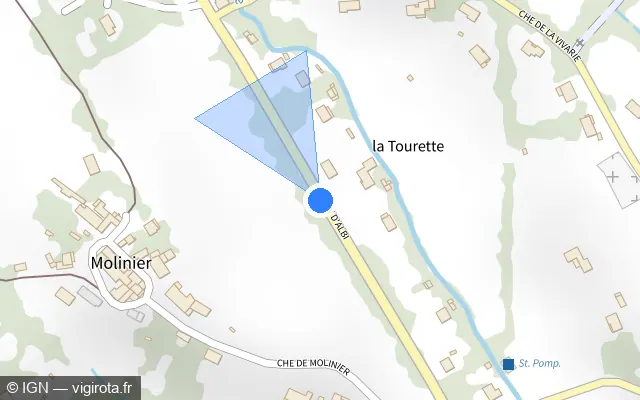 Vue plan de l'emplacement du radar fixe à Castres