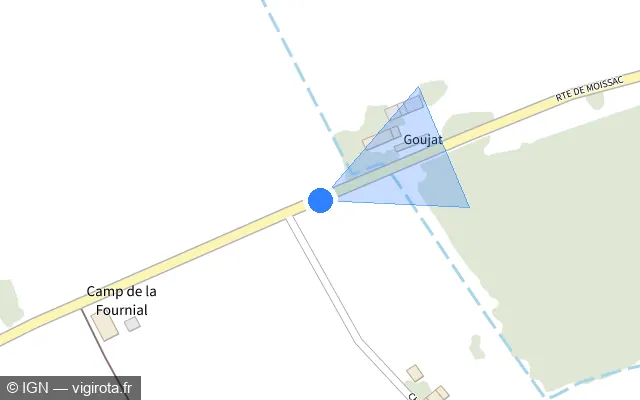 Vue plan de l'emplacement du radar fixe à Lizac