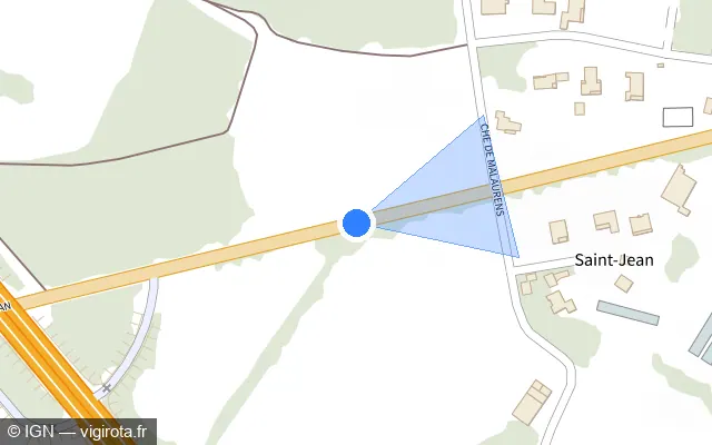Vue plan de l'emplacement du radar fixe à Saint-Porquier