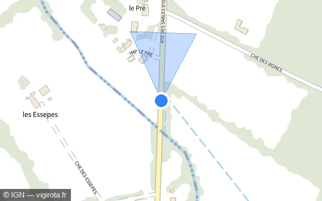 Vue plan de l'emplacement du radar fixe à Soullans