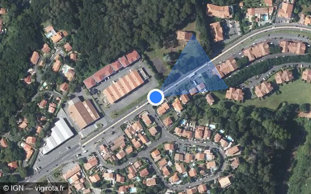 Vue satellite de l'emplacement du radar fixe à Bidart
