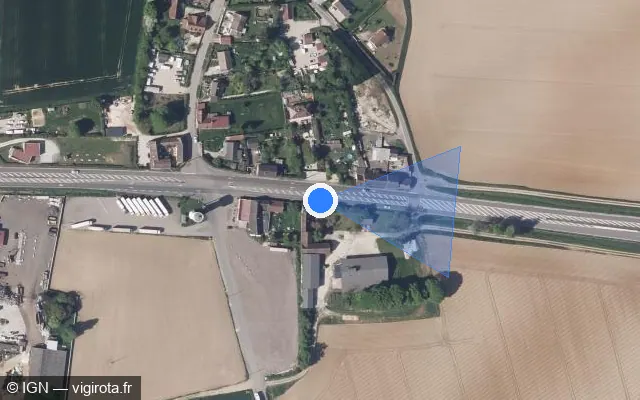 Vue satellite de l'emplacement du radar fixe à La Noue