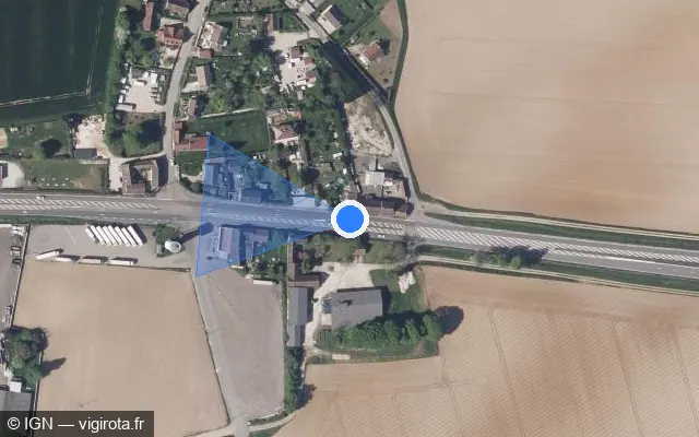 Vue satellite de l'emplacement du radar fixe à La Noue