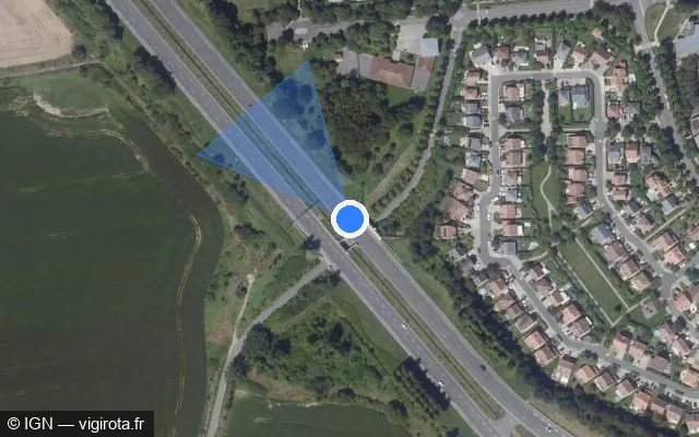 Vue satellite de l'emplacement du radar fixe à Bailly-Romainvilliers