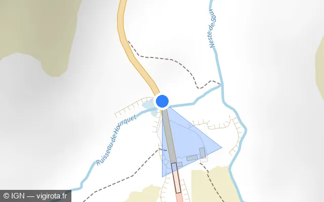 Vue plan de l'emplacement du radar fixe à Aragnouet