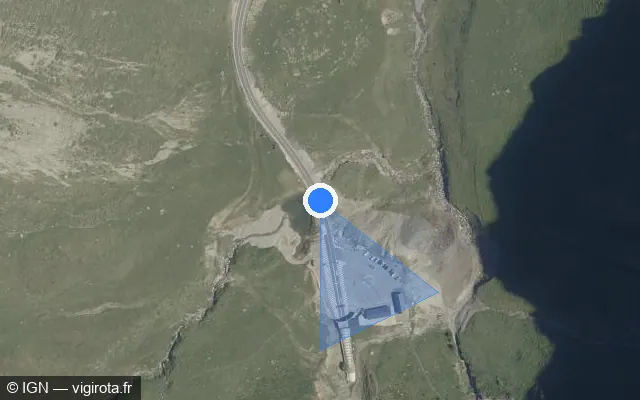 Vue satellite de l'emplacement du radar fixe à Aragnouet