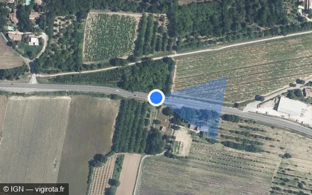 Vue satellite de l'emplacement du radar fixe à Saint-Restitut