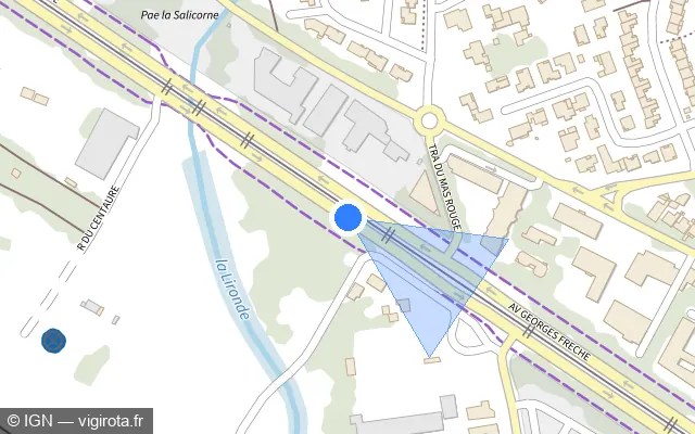 Vue plan de l'emplacement du radar fixe à Lattes
