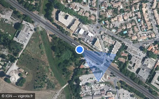 Vue satellite de l'emplacement du radar fixe à Lattes