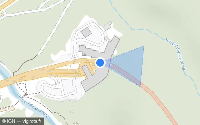 Vue plan de l'emplacement du radar fixe à Les Houches