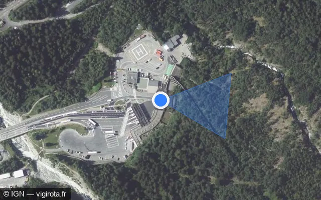 Vue satellite de l'emplacement du radar fixe à Les Houches