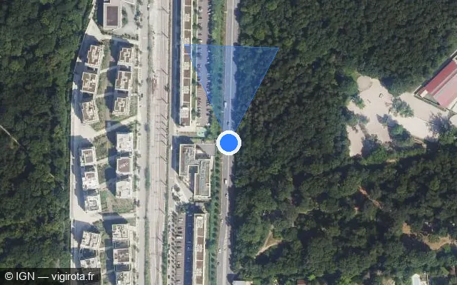 Vue satellite de l'emplacement du radar fixe à Le Pecq