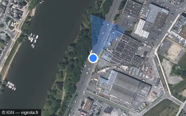 Vue satellite de l'emplacement du radar fixe à Angers