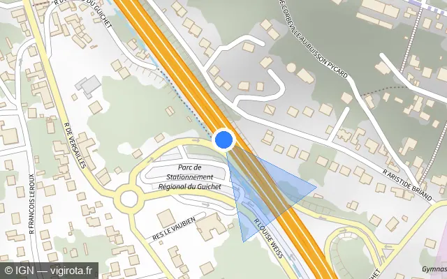 Vue plan de l'emplacement du radar fixe à Orsay