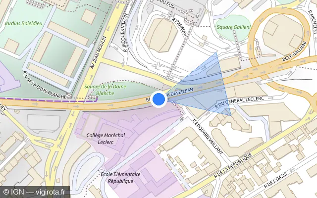 Vue plan de l'emplacement du radar fixe à Puteaux