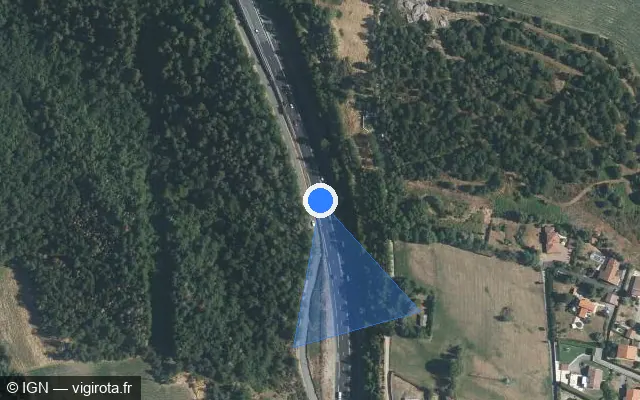 Vue satellite de l'emplacement du radar discriminant à Saint-Ferréol-d'Auroure