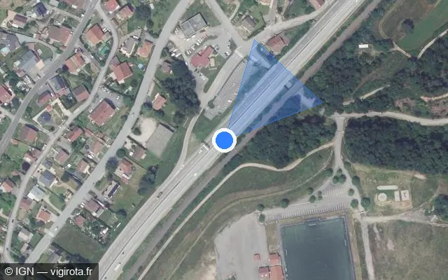 Vue satellite de l'emplacement du radar discriminant à Saint-Nabord