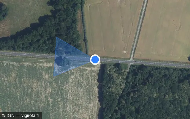 Vue satellite de l'emplacement du radar discriminant à Saint-Laurent-en-Gâtines