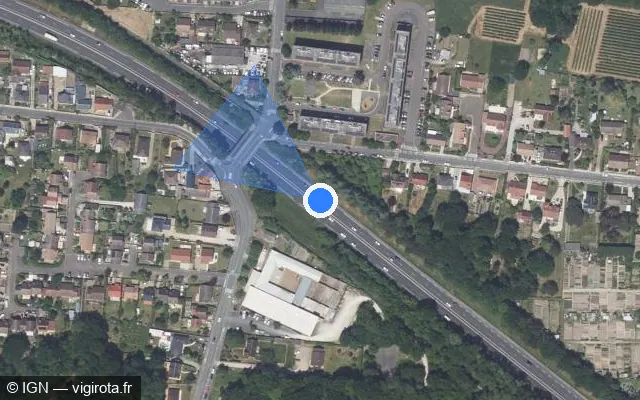 Vue satellite de l'emplacement du radar discriminant à Fleury-les-Aubrais