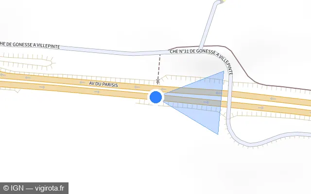 Vue plan de l'emplacement du radar discriminant à Gonesse