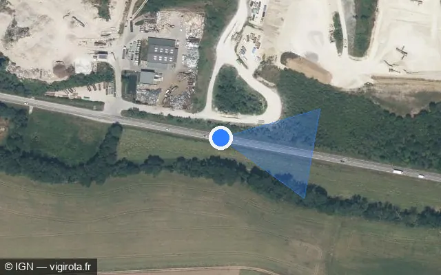 Vue satellite de l'emplacement du radar discriminant à Augy