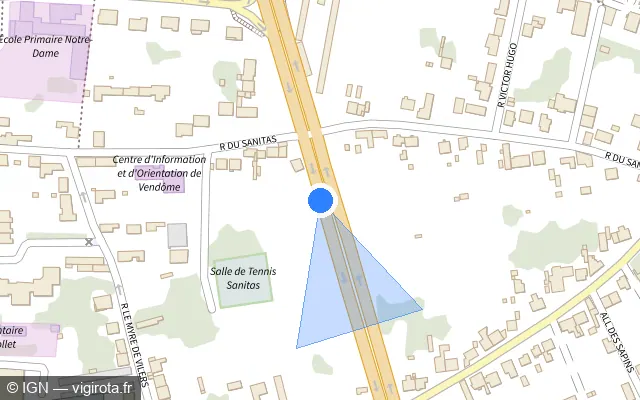 Vue plan de l'emplacement du radar discriminant à Vendôme