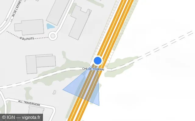 Vue plan de l'emplacement du radar discriminant à Templemars