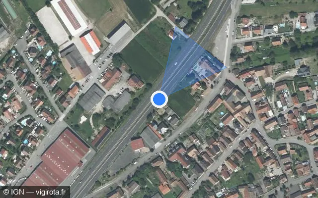 Vue satellite de l'emplacement du radar discriminant à Sermersheim