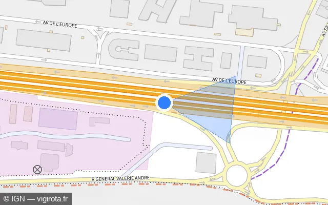 Vue plan de l'emplacement du radar discriminant à Vélizy-Villacoublay