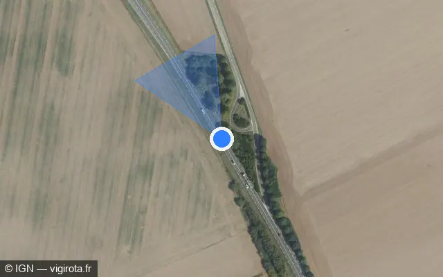 Vue satellite de l'emplacement du radar discriminant à Boinville-le-Gaillard