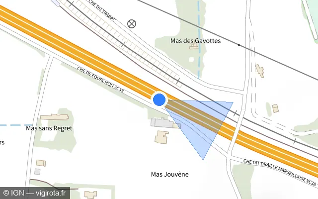 Vue plan de l'emplacement du radar discriminant à Fontvieille