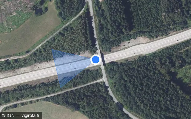Vue satellite de l'emplacement du radar discriminant à Saint-Exupéry-les-Roches