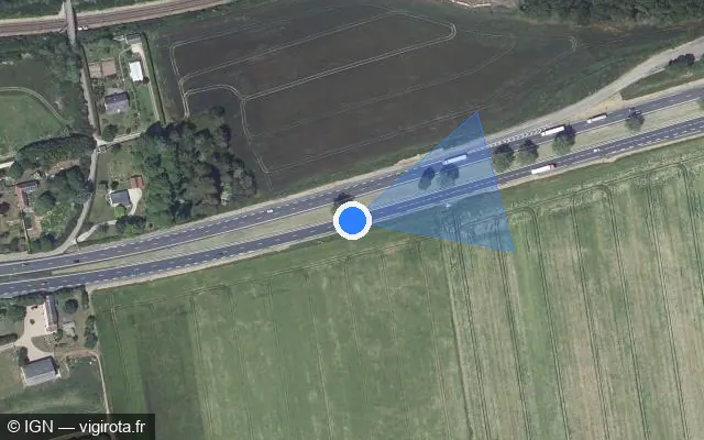 Vue satellite de l'emplacement du radar discriminant à Cherisy