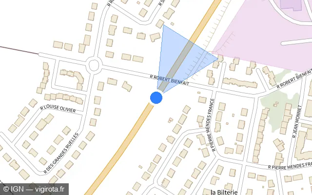 Vue plan de l'emplacement du radar discriminant à Mainvilliers