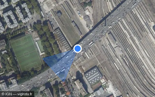 Vue satellite de l'emplacement du radar fixe à Ivry-sur-Seine