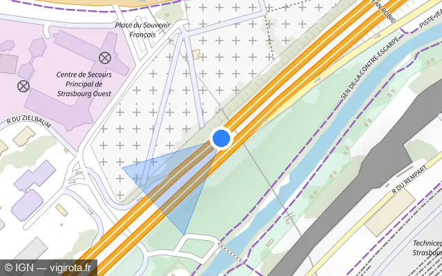 Vue plan de l'emplacement du radar discriminant à Schiltigheim