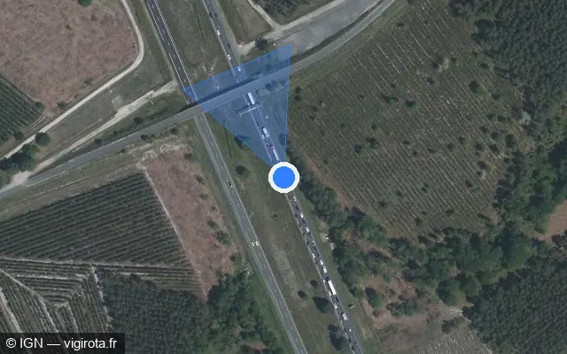 Vue satellite de l'emplacement du radar discriminant à Mios
