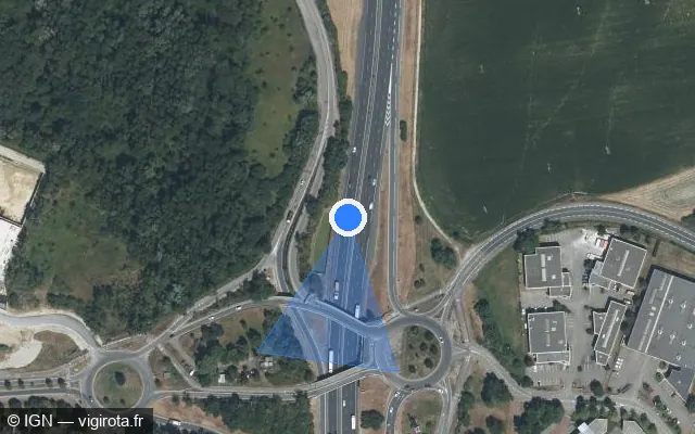 Vue satellite de l'emplacement du radar discriminant à Neyron