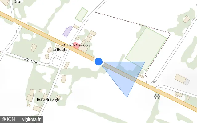 Vue plan de l'emplacement du radar discriminant à Maisonnay