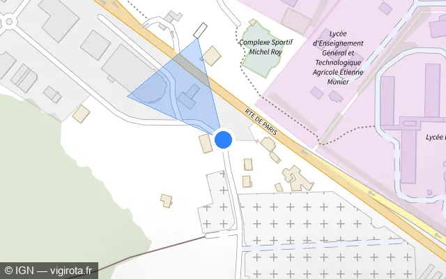 Vue plan de l'emplacement du radar discriminant à Vesoul